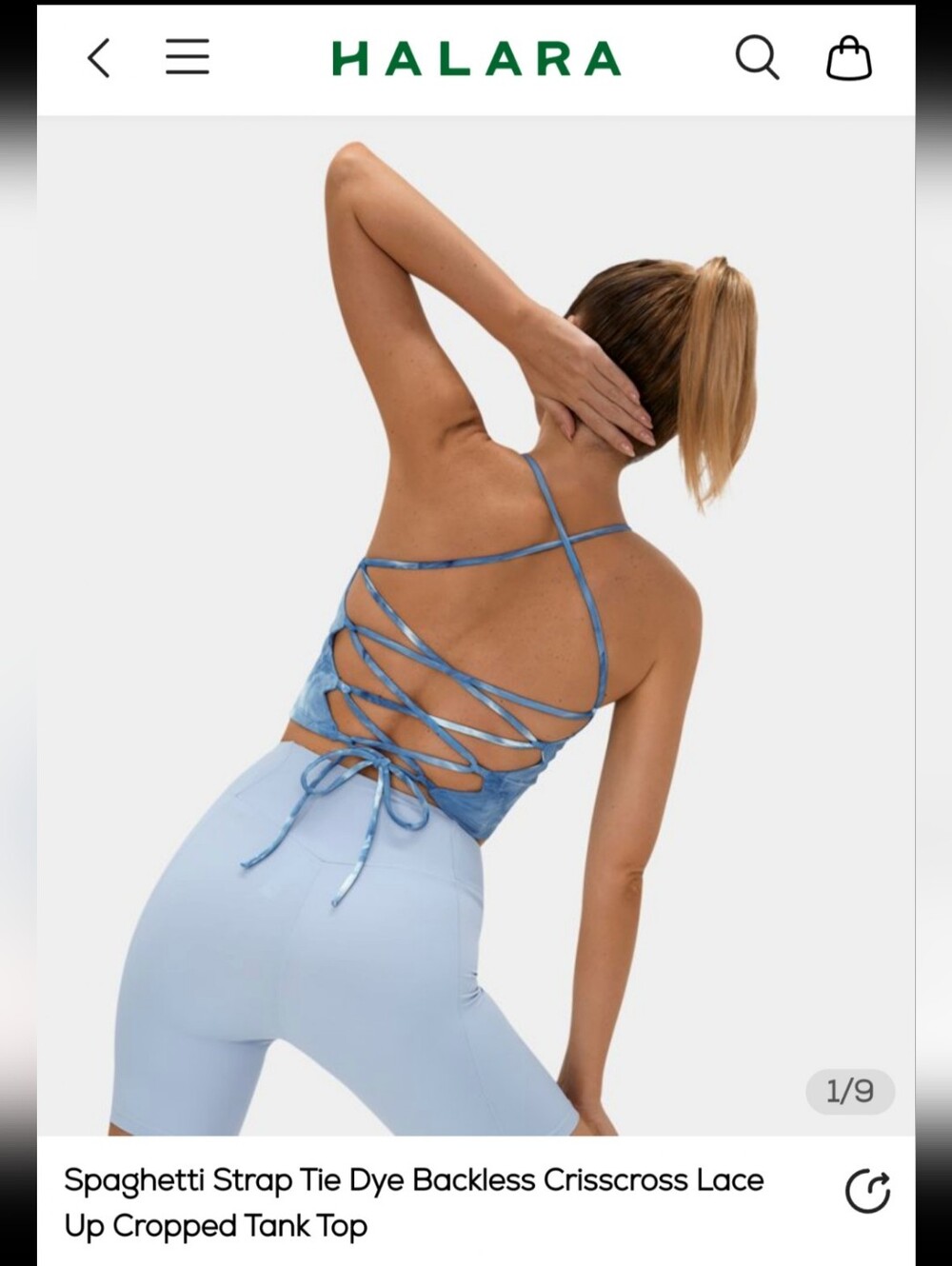 HALARA Blue Tie-Dye Strappy Crop Top